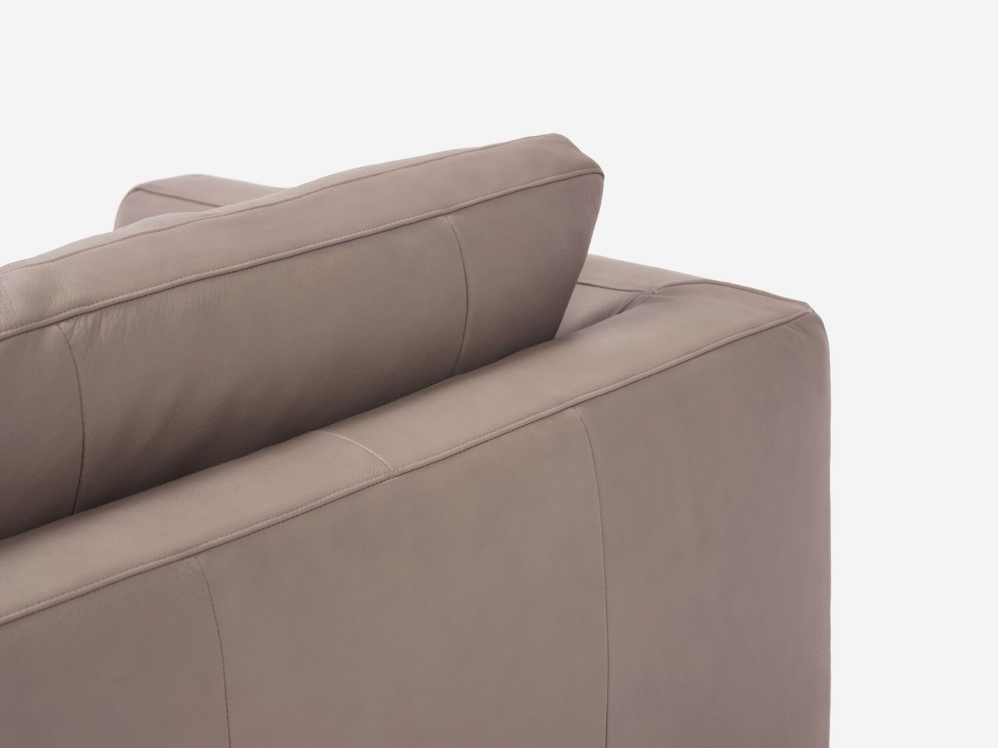 Back view of the Cello modern sectional in beige leather with right hand chaise